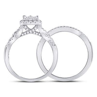 Load image into Gallery viewer, 10kt White Gold Womens Princess Diamond Bridal Wedding Engagement Ring Band Set 1.00 Cttw
