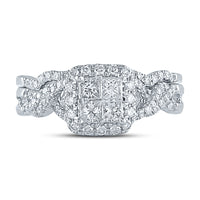 Load image into Gallery viewer, 10kt White Gold Womens Princess Diamond Bridal Wedding Engagement Ring Band Set 1.00 Cttw
