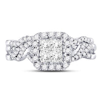 Load image into Gallery viewer, 14kt White Gold Womens Princess Diamond Twist Bridal Wedding Engagement Ring Band Set 1.00 Cttw
