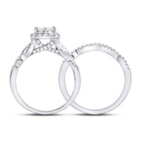 Load image into Gallery viewer, 14kt White Gold Womens Princess Diamond Twist Bridal Wedding Engagement Ring Band Set 1.00 Cttw
