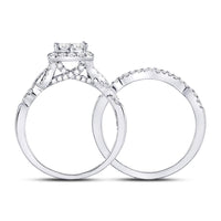 Load image into Gallery viewer, 14kt White Gold Womens Princess Diamond Twist Bridal Wedding Engagement Ring Band Set 1.00 Cttw
