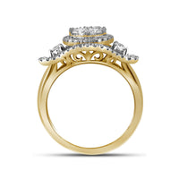 Load image into Gallery viewer, 10kt Yellow Gold Womens Round Diamond Cluster Halo Bridal Wedding Engagement Ring 1-1/5 Cttw
