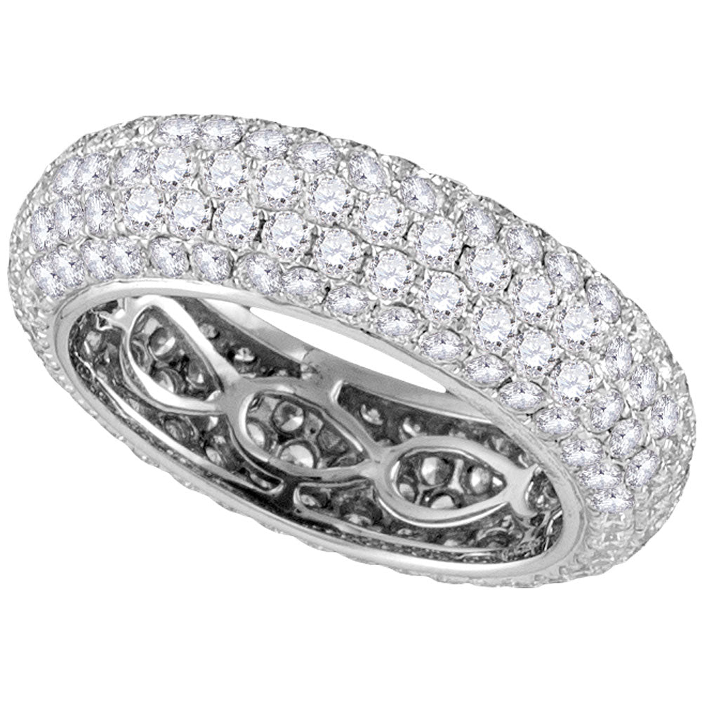 14kt White Gold Womens Round Pave-set Diamond Comfort Wedding Band Ring 3-1/3 Cttw