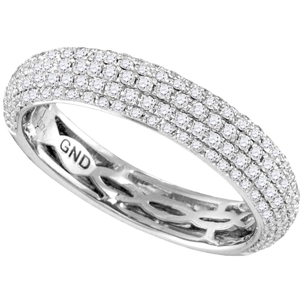 14kt White Gold Womens Round Diamond Pave Composite Band Ring 3/4 Cttw