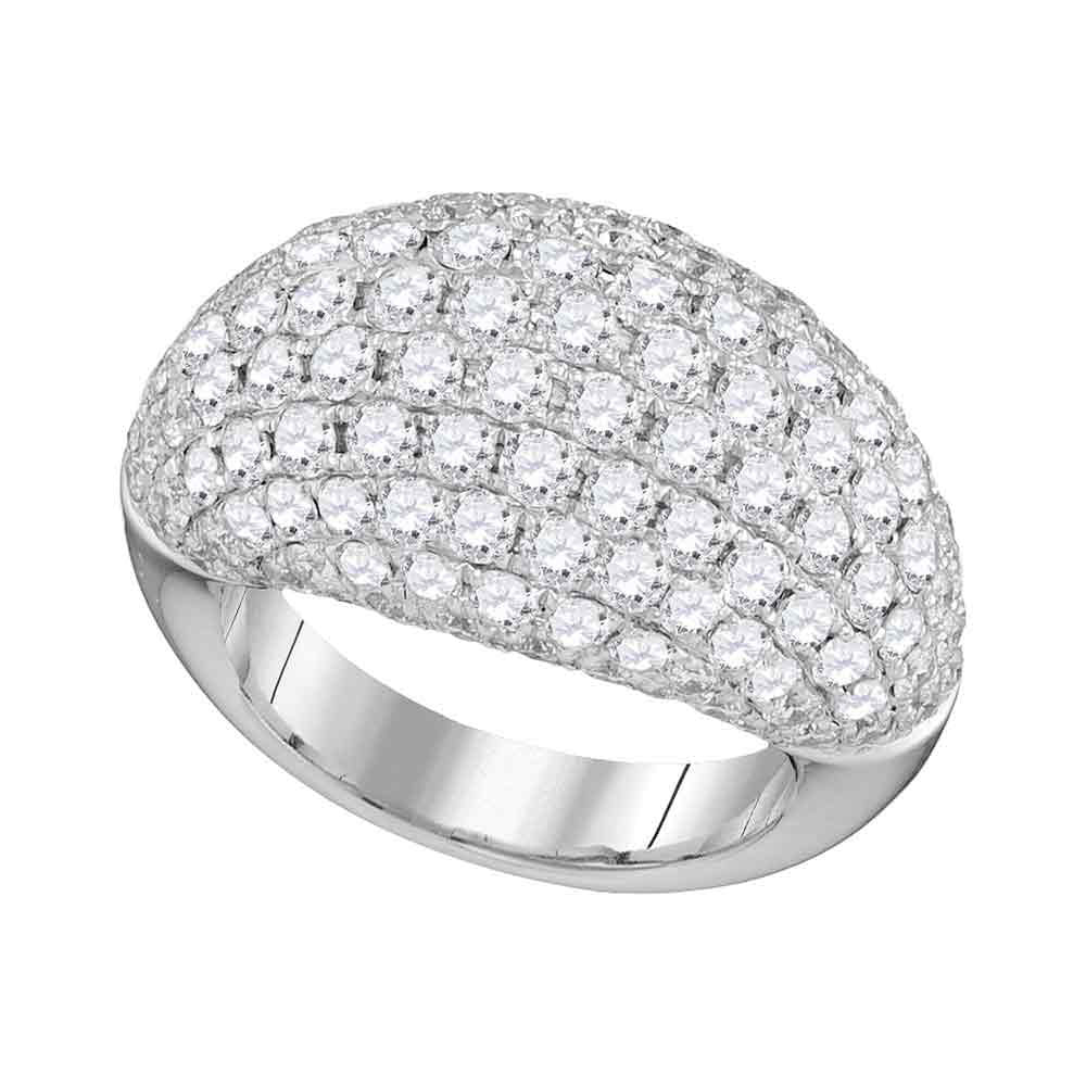 14kt White Gold Womens Round Diamond Pave Dome Band Ring 5-1/3 Cttw