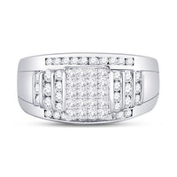 Load image into Gallery viewer, 10kt White Gold Womens Princess Diamond Cluster Ring 1.00 Cttw
