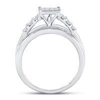 Load image into Gallery viewer, 10kt White Gold Womens Princess Diamond Cluster Ring 1.00 Cttw
