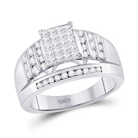 Load image into Gallery viewer, 10kt White Gold Womens Princess Diamond Cluster Ring 1.00 Cttw
