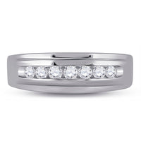 Load image into Gallery viewer, 10kt White Gold Mens Round Diamond Wedding Band Ring 1/2 Cttw
