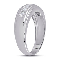 Load image into Gallery viewer, 10kt White Gold Mens Round Diamond Wedding Band Ring 1/2 Cttw
