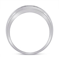 Load image into Gallery viewer, 10kt White Gold Mens Round Diamond Wedding Band Ring 1/2 Cttw
