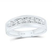 Load image into Gallery viewer, 10kt White Gold Mens Round Diamond Wedding Band Ring 1/2 Cttw
