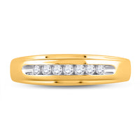 Load image into Gallery viewer, 10kt Yellow Gold Mens Round Diamond Wedding Channel Set Band Ring 1/4 Cttw
