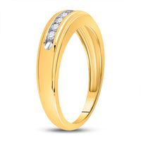 Load image into Gallery viewer, 10kt Yellow Gold Mens Round Diamond Wedding Channel Set Band Ring 1/4 Cttw
