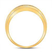 Load image into Gallery viewer, 10kt Yellow Gold Mens Round Diamond Wedding Channel Set Band Ring 1/4 Cttw
