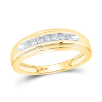 Load image into Gallery viewer, 10kt Yellow Gold Mens Round Diamond Wedding Channel Set Band Ring 1/4 Cttw
