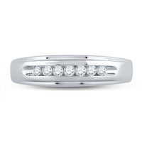 Load image into Gallery viewer, 10kt White Gold Mens Round Diamond Wedding Band Ring 1/4 Cttw
