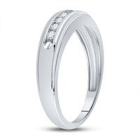 Load image into Gallery viewer, 10kt White Gold Mens Round Diamond Wedding Band Ring 1/4 Cttw
