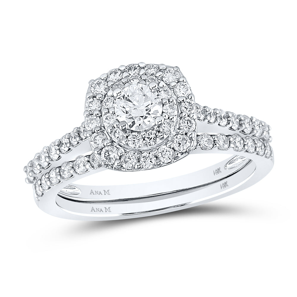 14kt White Gold Womens Round Diamond Bridal Wedding Engagement Ring Band Set 1.00 Cttw (Certified)