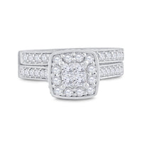 Load image into Gallery viewer, 14kt White Gold Womens Princess Diamond Bridal Wedding Engagement Ring Band Set 1.00 Cttw
