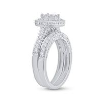 Load image into Gallery viewer, 14kt White Gold Womens Princess Diamond Bridal Wedding Engagement Ring Band Set 1.00 Cttw
