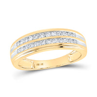 Load image into Gallery viewer, 10kt Yellow Gold His &amp; Hers Round Diamond Cluster Matching Bridal Wedding Ring Band Set 1-1/5 Cttw

