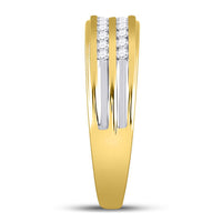 Load image into Gallery viewer, 10kt Yellow Gold His &amp; Hers Round Diamond Cluster Matching Bridal Wedding Ring Band Set 1-1/5 Cttw
