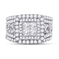 Load image into Gallery viewer, 14kt White Gold Womens Princess Diamond Bridal Wedding Engagement Ring Band Set 2-1/2 Cttw
