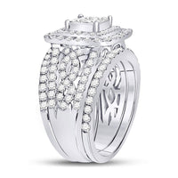 Load image into Gallery viewer, 14kt White Gold Womens Princess Diamond Bridal Wedding Engagement Ring Band Set 2-1/2 Cttw
