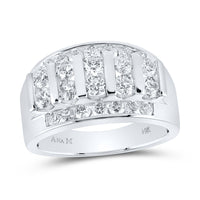Load image into Gallery viewer, 14kt White Gold Mens Round Diamond Wedding Channel Set Band Ring 2.00 Cttw
