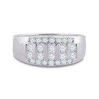 Load image into Gallery viewer, 14kt White Gold Mens Round Diamond Wedding Channel Set Band Ring 1.00 Cttw
