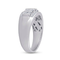 Load image into Gallery viewer, 14kt White Gold Mens Round Diamond Wedding Channel Set Band Ring 1.00 Cttw
