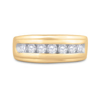 Load image into Gallery viewer, 10kt Yellow Gold Mens Round Diamond Wedding Channel-Set Band Ring 7/8 Cttw
