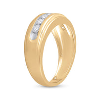 Load image into Gallery viewer, 10kt Yellow Gold Mens Round Diamond Wedding Channel-Set Band Ring 7/8 Cttw
