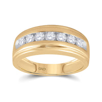 Load image into Gallery viewer, 10kt Yellow Gold Mens Round Diamond Wedding Channel-Set Band Ring 7/8 Cttw
