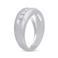 Load image into Gallery viewer, 10kt White Gold Mens Round Diamond Wedding Channel-Set Band Ring 7/8 Cttw
