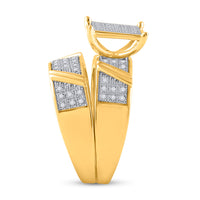 Load image into Gallery viewer, 10kt Yellow Gold His &amp; Hers Round Diamond Cluster Matching Bridal Wedding Ring Band Set 1/3 Cttw
