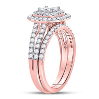 Load image into Gallery viewer, 14kt Rose Gold Womens Princess Diamond Bridal Wedding Engagement Ring Band Set 1-1/2 Cttw
