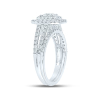 Load image into Gallery viewer, 14kt White Gold Womens Princess Diamond Bridal Wedding Engagement Ring Band Set 1-1/2 Cttw
