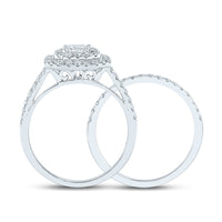 Load image into Gallery viewer, 14kt White Gold Womens Princess Diamond Bridal Wedding Engagement Ring Band Set 1-1/2 Cttw
