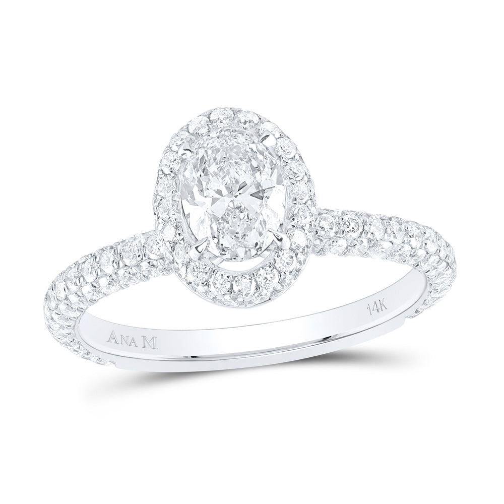 14kt White Gold Womens Oval Diamond Solitaire Bridal Wedding Engagement Ring 1-3/4 Cttw