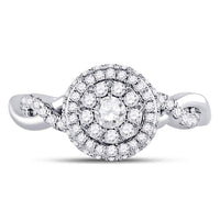 Load image into Gallery viewer, 10kt White Gold Womens Round Diamond Cluster Bridal Wedding Engagement Ring 3/4 Cttw
