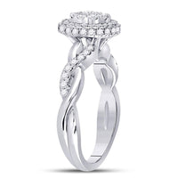 Load image into Gallery viewer, 10kt White Gold Womens Round Diamond Cluster Bridal Wedding Engagement Ring 3/4 Cttw
