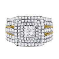 Load image into Gallery viewer, 14kt Yellow Gold Womens Princess Diamond Bridal Wedding Engagement Ring Band Set 2.00 Cttw
