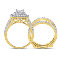 Load image into Gallery viewer, 14kt Yellow Gold Womens Princess Diamond Bridal Wedding Engagement Ring Band Set 2.00 Cttw
