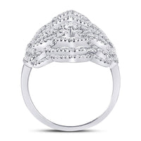 Load image into Gallery viewer, 18kt White Gold Womens Round Diamond Flower Petals Knuckle Fashion Ring 3/4 Cttw
