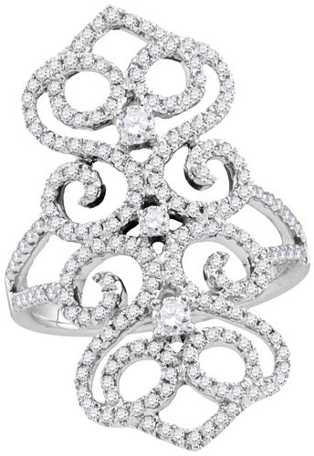 18kt White Gold Womens Round Diamond Fashion Ring 7/8 Cttw