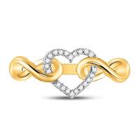 Load image into Gallery viewer, 10kt Yellow Gold Womens Round Diamond Infinity Twist Heart Ring 1/10 Cttw
