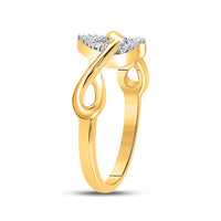 Load image into Gallery viewer, 10kt Yellow Gold Womens Round Diamond Infinity Twist Heart Ring 1/10 Cttw
