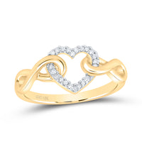 Load image into Gallery viewer, 10kt Yellow Gold Womens Round Diamond Infinity Twist Heart Ring 1/10 Cttw
